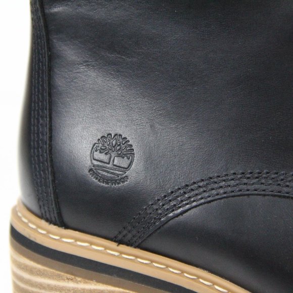 Timberland Lug Sole Boots New Women Black Leather Bootie sz 9.5 Sienna - Picture 5 of 12